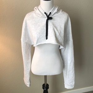 Emma and Sam Cropped Light Gray Sweatshirt Hoodie